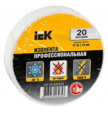 Изолента ПВХ 0.18х19мм бел. (рул.20м) IEK UIZ-20-10-K01
