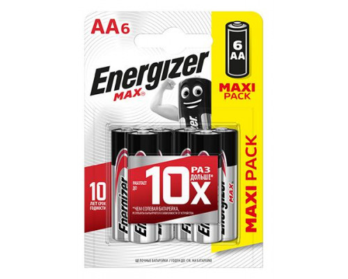 Элемент питания алкалиновый MAX LR6/316 BL6 (6/72) (блист.6шт) Energizer E301533801