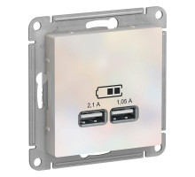Механизм розетки USB AtlasDesign 5В 1порт х 2.1А 2порта х 1.05А жемчуг SchE ATN000433