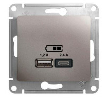 Механизм розетки USB GLOSSA A+С 5В/2.4А 2х5В/1.2А платина SchE GSL001239