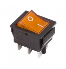 Выключатель клавишный 250В 15А (6с) ON-ON с подсветкой (RWB-506; SC-767) желт. Rexant 36-2353