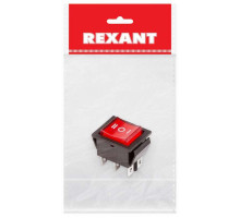 Выключатель клавишный 250В 15А (6с) ON-OFF-ON красн. с подсветкой и нейтралью (RWB-509 SC-767) (инд. упак.) Rexant 36-2390-1