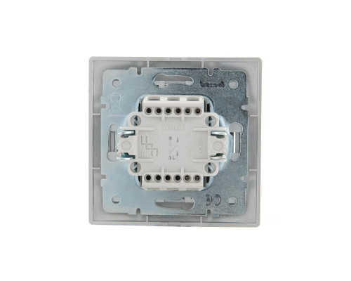 Выключатель 1-кл. СП Мира 10А IP20 со вставкой сер. метал. LEZARD 701-1010-100