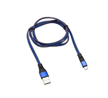 Кабель USB-microUSB 1м плоский провод син. джинсовая оплетка Rexant 18-1163