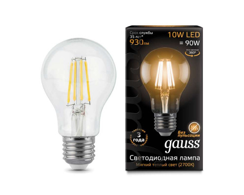 Лампа светодиодная Black Filament A60 E27 10Вт 2700К Gauss 102802110
