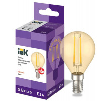 Лампа светодиодная филаментная 360° 5Вт G45 шар 2700К E14 230В золото IEK LLF-G45-5-230-30-E14-CLG