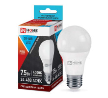 Лампа светодиодная LED-МО-PRO 7.5Вт 24-48В Е27 4000К 600Лм низковольтная IN HOME 4690612031521