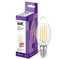 Лампа светодиодная филаментная 360° 7Вт CT35 свеча витая 4000К E14 230В IEK LLF-CT35-7-230-40-E14-CL