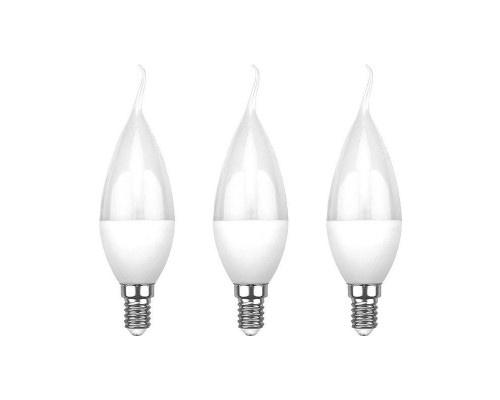 Лампа светодиодная 7.5Вт CW свеча на ветру 6500К E14 713лм (уп.3шт) Rexant 604-047-3
