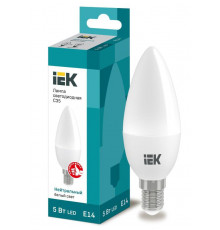 Лампа светодиодная ECO C35 5Вт свеча 4000К бел. E14 450лм 230-240В IEK LLE-C35-5-230-40-E14