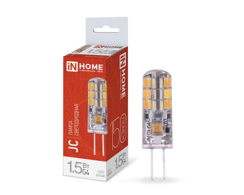 Лампа светодиодная LED-JC 1.5Вт 12В 4000К нейтр. бел. G4 150лм IN HOME 4690612035963