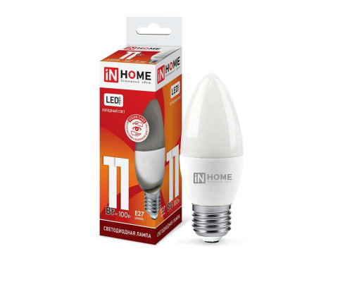 Лампа светодиодная LED-СВЕЧА-VC 11Вт 230В E27 6500К 990лм IN HOME 4690612024868