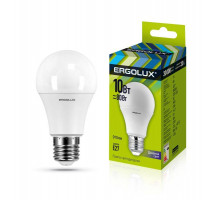 Лампа светодиодная LED-A60-10W-E27-6500K грушевидная ЛОН 172-265В Ergolux 12879