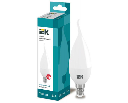 Лампа светодиодная ECO CB35 7Вт свеча на ветру 4000К E14 230В IEK LLE-CB35-7-230-40-E14