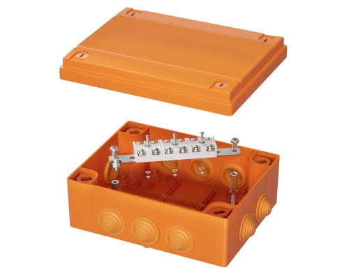 Коробка ответвительная FS с каб. вводами и клеммн. 240х190х90мм 6р 450В 20А 10кв.мм нерж. контакт IP56 пластик. DKC FSK41610