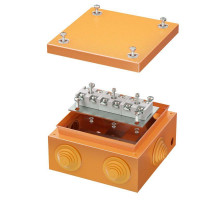 Коробка ответвительная FS 150х150х80мм 6р 450В 20А 10кв.мм нерж. контакт с каб. вводами и клеммн. IP66 сталь. DKC FSK31610