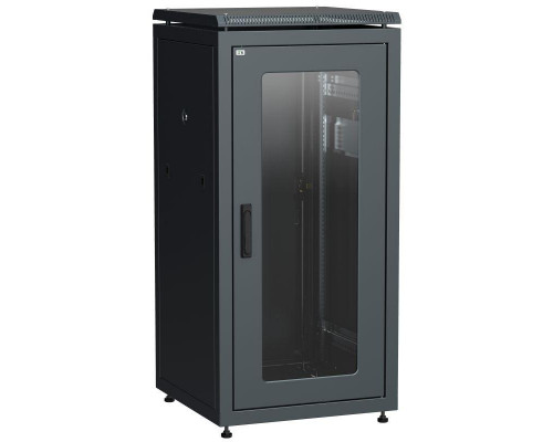 Шкаф сетевой 19дюйм LINEA N 18U 600х800мм стеклянная передняя дверь задняя металлическая черн. ITK LN05-18U68-GM