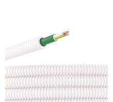 Труба гофрированная ПЛЛ не содержит галогенов d20мм бел. с кабелем ППГнг(А)-HF 3x2.5кв.мм РЭК 