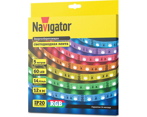 Лента светодиодная 80 300 NLS-5050RGB60-14.4-IP20-12V R5 (уп.5м) Navigator 80300