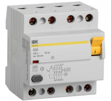 Выключатель дифференциального тока (УЗО) 4п 40А 100мА тип ACS ВД1-63 IEK MDV12-4-040-100