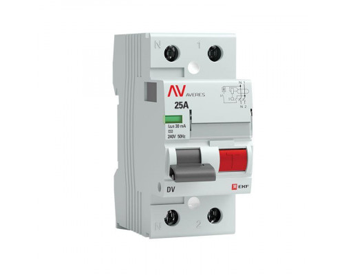 Выключатель дифференциального тока (УЗО) 2п 25А 30мА тип AC DV AVERES EKF rccb-2-25-30-ac-av