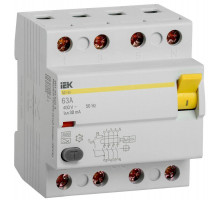 Выключатель дифференциального тока (УЗО) 4п 63А 30мА тип A ВД1-63 IEK MDV11-4-063-030