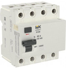 Выключатель дифференциального тока 4п 40А 30мА тип AC ВДТ R10N ARMAT IEK AR-R10N-4-040C030