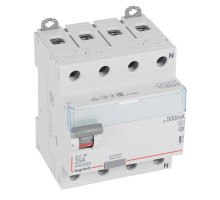 Выключатель дифференциального тока (УЗО) 4п 25А 500мА тип A DX3 N справа Leg 411789
