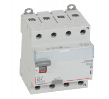 Выключатель дифференциального тока (УЗО) 4п 63А 300мА тип AS DX3 N справа Leg 411801
