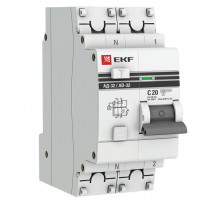 Выключатель автоматический дифференциального тока 1п+N 2мод. C 20А 30мА тип AC 4.5кА АД-32 PROxima EKF DA32-20-30-pro