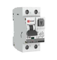 Выключатель автоматический дифференциального тока 1п+N 2мод. С 16А 30мА тип А 6кА АВДТ-63 (электрон.) PROxima EKF DA63-16-30e
