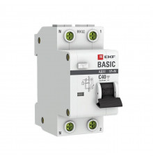 Выключатель автоматический дифференциального тока 1п+N C 40А 30мА тип AC эл. 4.5кА АД-12 Basic EKF DA12-40-30-bas