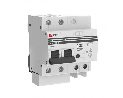 Выключатель автоматический дифференциального тока 2п 32А 100мА АД-2 PROxima EKF DA2-32-100-pro