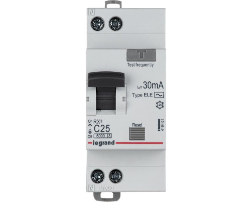 Выключатель автоматический дифференциального тока 1п (1P+N) C 25А 30мА тип AC 6кА RX3 Leg 419401