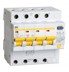 Выключатель автоматический дифференциального тока 4п C 63А 300мА тип AC 4.5кА АД-14 IEK MAD10-4-063-C-300