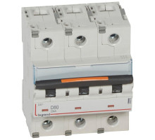 Выключатель автоматический модульный 3п D 80А 25кА DX3 4.5мод. 400В Leg 409840